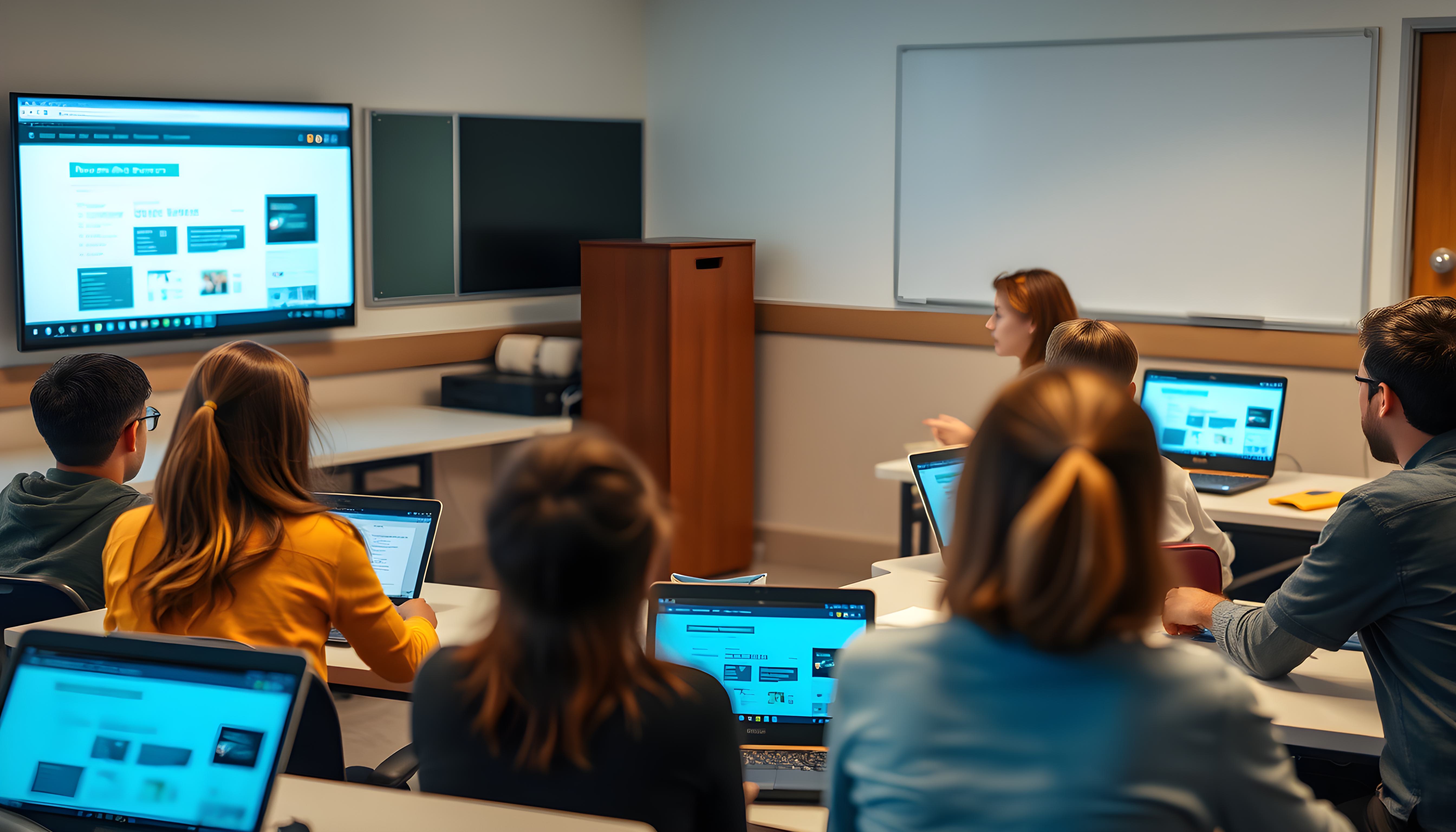 a woman mentor teachin website development to her interns in the academy