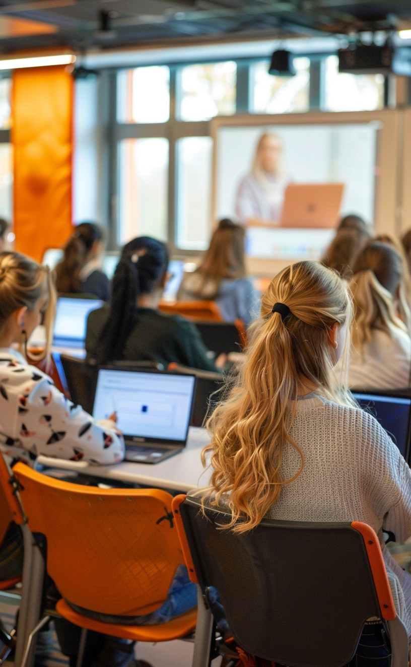 a classrom full of IT interns and a mentor training them